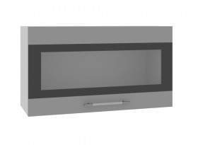Ройс ВПГСФ 800 Шкаф верхний горизонтальный со стеклом с фотопечатью высокий (Белый софт/корпус Серый) в Удачном - udachnyj.katalogmebeli.com | фото