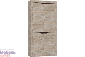 Шкаф 2-х створчатый комбинированный Хилтон (Дуб юкон/Гранж) в Удачном - udachnyj.katalogmebeli.com | фото