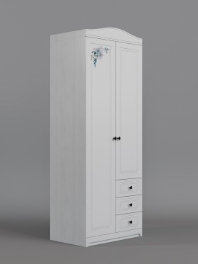 Шкаф 2-х створчатый с ящиками Бэлла (Выбеленное дерево/Белый) в Удачном - udachnyj.katalogmebeli.com | фото