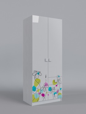 Шкаф 2-х створчатый с ящиками Флёр (Белый/корпус Выбеленное дерево) в Удачном - udachnyj.katalogmebeli.com | фото 1