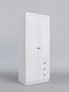 Шкаф 2-х створчатый с ящиками Классика (Белый/корпус Выбеленное дерево) в Удачном - udachnyj.katalogmebeli.com | фото
