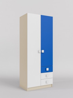 Шкаф 2-х створчатый с ящиками Скай (Синий/Белый/корпус Клен) в Удачном - udachnyj.katalogmebeli.com | фото 1