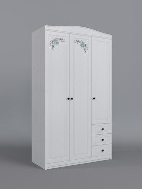 Шкаф 3-х створчатый с ящиками Бэлла (Выбеленное дерево/Белый) в Удачном - udachnyj.katalogmebeli.com | фото