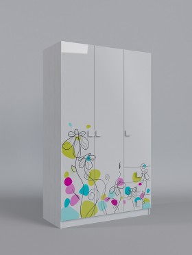 Шкаф 3-х створчатый с ящиками Флёр (Белый/корпус Выбеленное дерево) в Удачном - udachnyj.katalogmebeli.com | фото 1