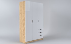 Шкаф 3-х створчатый с ящиками Лофт (Белый/корпус Дуб Сонома) в Удачном - udachnyj.katalogmebeli.com | фото