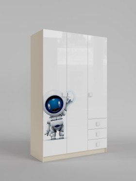 Шкаф 3-х створчатый с ящиками Санни (Белый/корпус Клен) в Удачном - udachnyj.katalogmebeli.com | фото