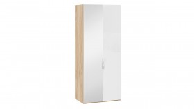 Шкаф для одежды с 1 глухой и 1 зеркальной дверями левый «Эмбер» Яблоня Беллуно/Белый глянец в Удачном - udachnyj.katalogmebeli.com | фото