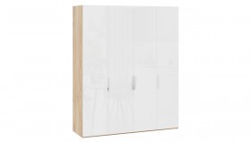 Шкаф для одежды с 4 глухими дверями «Эмбер» Яблоня Беллуно/Белый глянец в Удачном - udachnyj.katalogmebeli.com | фото