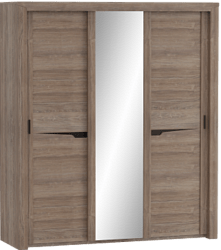 Шкаф трехдверный Соренто с раздвижными дверями Дуб стирлинг/Кофе структурный матовый в Удачном - udachnyj.katalogmebeli.com | фото 1