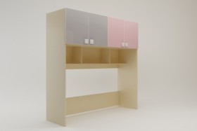 Система хранения над кроватью Грэйси (Розовый/Серый/корпус Клен) в Удачном - udachnyj.katalogmebeli.com | фото 2
