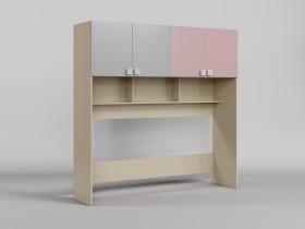 Система хранения над кроватью Грэйси (Розовый/Серый/корпус Клен) в Удачном - udachnyj.katalogmebeli.com | фото