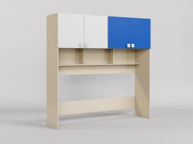 Система хранения над кроватью Скай (Синий/Белый/корпус Клен) в Удачном - udachnyj.katalogmebeli.com | фото