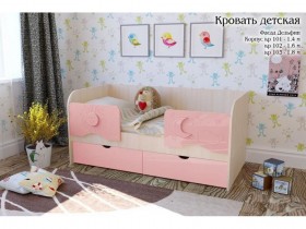 Соня Кровать детская 2 ящика 1.6 Розовый глянец в Удачном - udachnyj.katalogmebeli.com | фото