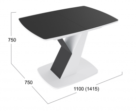 Стол обеденный «Гарда» Тип 1 (Белый/Стекло матовое черный графит) в Удачном - udachnyj.katalogmebeli.com | фото 3