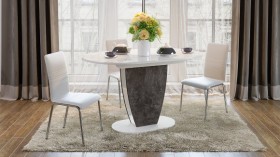 Стол обеденный «Монреаль» Тип 1 (Белый глянец/Моод темный) в Удачном - udachnyj.katalogmebeli.com | фото