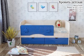 Техно Кровать детская 2 ящика 1.6 Синий глянец в Удачном - udachnyj.katalogmebeli.com | фото